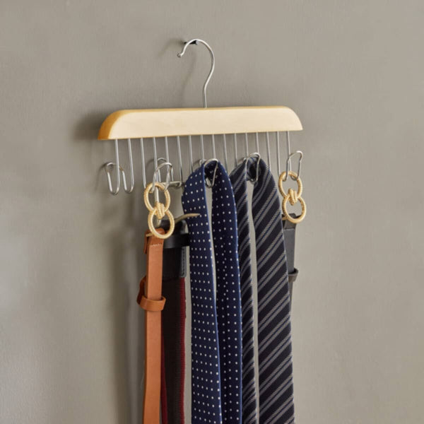 HOMEBOX | Forest 8-Hooks Belt and Tie Wooden Hanger | 164762520