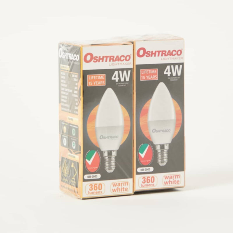 HOMEBOX | Oshtraco 2-Piece LED Candle Bulb Set - 4W E14 360 Lumen Warm White | 165159075