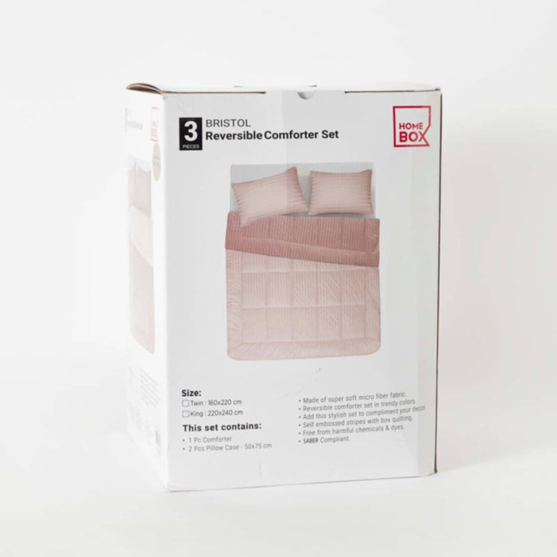 HOMEBOX | Bristol 3-Piece King Microfibre Reversible Comforter Set - 220x240 cm | 165312528
