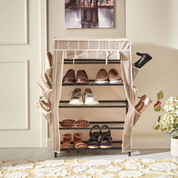 HOMEBOX | Ebase 5-Tier Shoe Rack Organizer with Cover | 165459378
