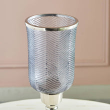 HOMEBOX | Suave Textured Hurricane Glass with Nickel Metal Base - 17x17x45 cm | 165669986