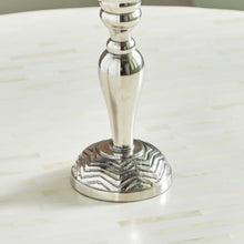 HOMEBOX | Suave Textured Hurricane Glass with Nickel Metal Base - 17x17x45 cm | 165669986