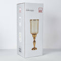 HOMEBOX | Suave Textured Hurricane Glass with Nickel Metal Base - 17x17x45 cm | 165669986