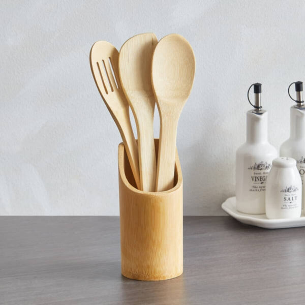 HOMEBOX | Bamboo Kitchen Tool 4-Piece Set with Holder | 165687827
