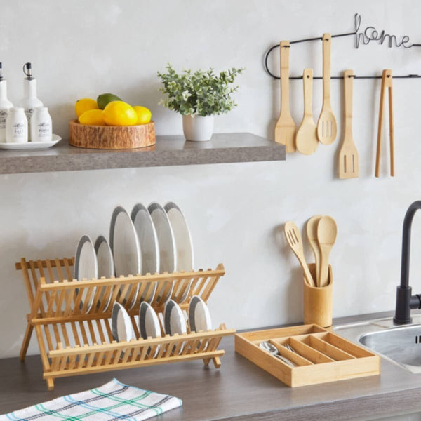 HOMEBOX | Bamboo Kitchen Tool 4-Piece Set with Holder | 165687827