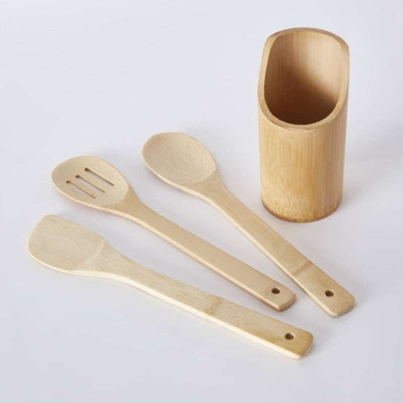 HOMEBOX | Bamboo Kitchen Tool 4-Piece Set with Holder | 165687827