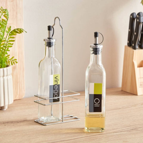 HOMEBOX | Essential Vinegar and Oil Bottle Set with Stand | 165687879