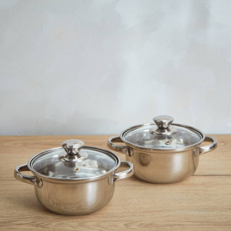 HOMEBOX | Marvel 2-Piece Stainless Steel Casserole with Glass Lid Set - 16 cm | 165762962