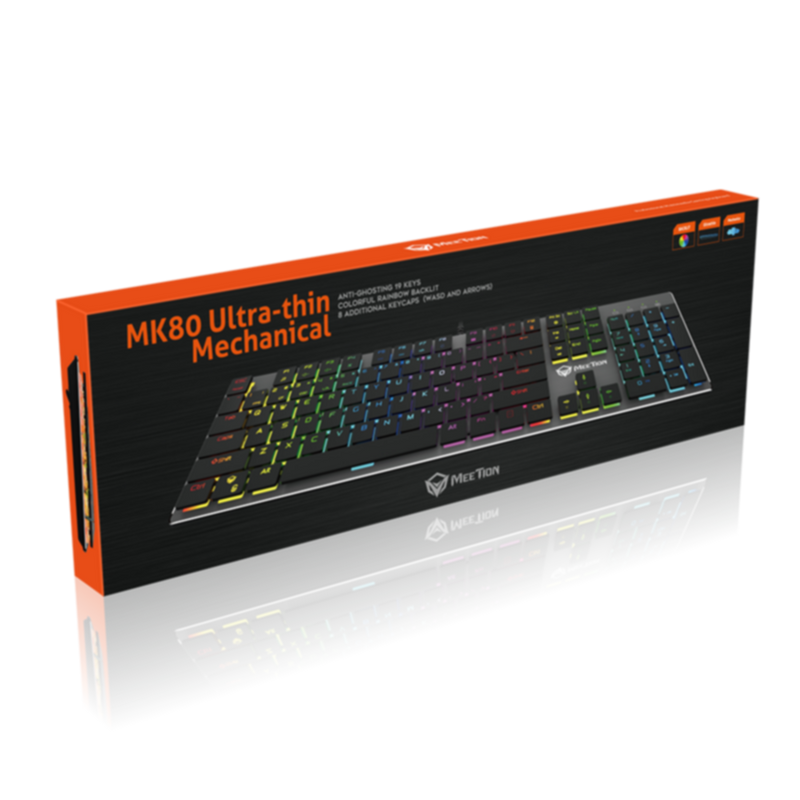 MEETION | Ultra Thin RGB Mechanical Gaming Keyboard | MT-MK80