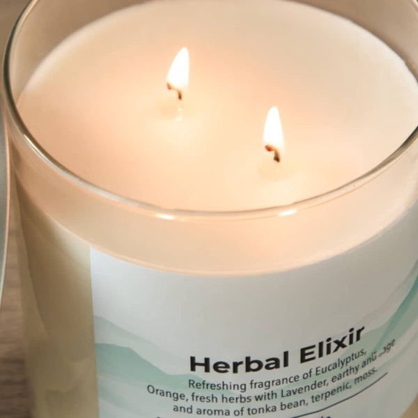 HOMEBOX | Aure Herbal Elixir Blown Jar Candle with Metal Lid - 510 gm | 165915483