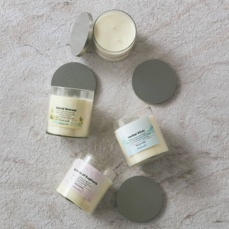 HOMEBOX | Aure Herbal Elixir Blown Jar Candle with Metal Lid - 510 gm | 165915483