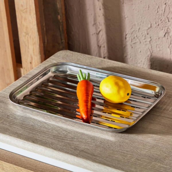 HOMEBOX | BarbeQ Grill Steel Topper Tray - 34.6x24.3 cm | 165932669