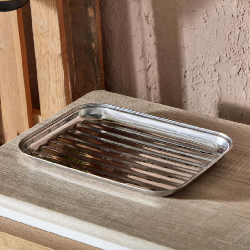 HOMEBOX | BarbeQ Grill Steel Topper Tray - 34.6x24.3 cm | 165932669