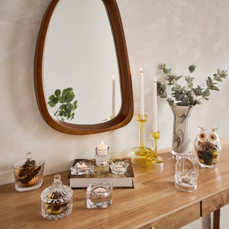 HOMEBOX | Ezra Clear Glass Tealight Candleholder - 8x8x2.2 cm | 165956770