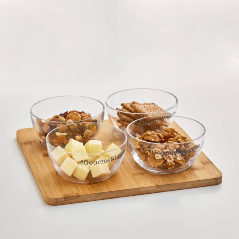 HOMEBOX | Urban 4-Part Appetizer Set with Bamboo Stand - 24 cm | 165988819