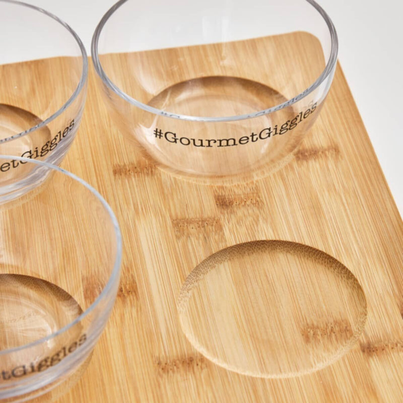 HOMEBOX | Urban 4-Part Appetizer Set with Bamboo Stand - 24 cm | 165988819
