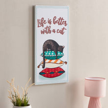 HOMEBOX | Hermione Artistry Life Is Better with Cat Canvas Wall Art - 30x60x1.8 cm | 165991549