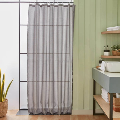 HOMEBOX | Diamond Solid Jacquard Shower Curtain with Hooks - 180x200 cm | 166010661