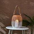 HOMEBOX | Deckar Rattan Half Color Tone Lantern with Glass Votive | 166020174