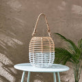 HOMEBOX | Deckar Rattan Half Color Tone Lantern with Glass Votive | 166020174