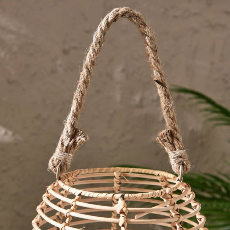 HOMEBOX | Deckar Rattan Half Color Tone Lantern with Glass Votive | 166020174