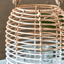 HOMEBOX | Deckar Rattan Half Color Tone Lantern with Glass Votive | 166020174