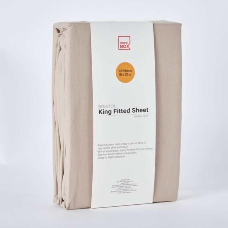 HOMEBOX | Bristol Polycotton King Fitted Sheet - 180x200+25 cm | 166045987