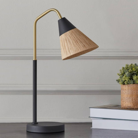 HOMEBOX | Stark Metal Table Lamp with Paper Rope Shade - 28x15x48 cm | 166057392