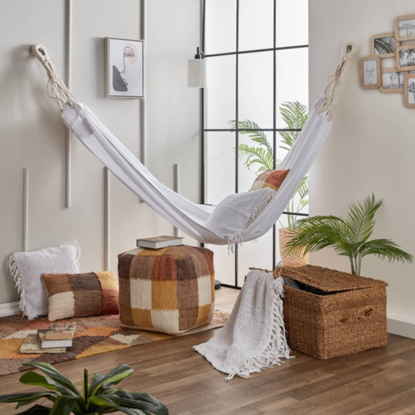 HOMEBOX | Bliss Cotton Hammock with Cotton Rope and Metal Loop - 110x220 cm | 166085895