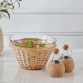 HOMEBOX | Minimalist 3-Piece Glass Serving Bowl Set with Oil Bottle | 166087220