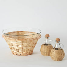 HOMEBOX | Minimalist 3-Piece Glass Serving Bowl Set with Oil Bottle | 166087220