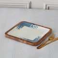 HOMEBOX | Artisan Enamelled Wooden Square Plate - 25 cm | 166090121