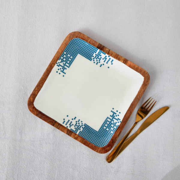 HOMEBOX | Artisan Enamelled Wooden Square Plate - 25 cm | 166090121