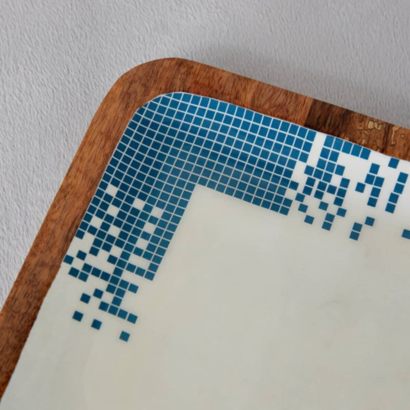 HOMEBOX | Artisan Enamelled Wooden Square Plate - 25 cm | 166090121