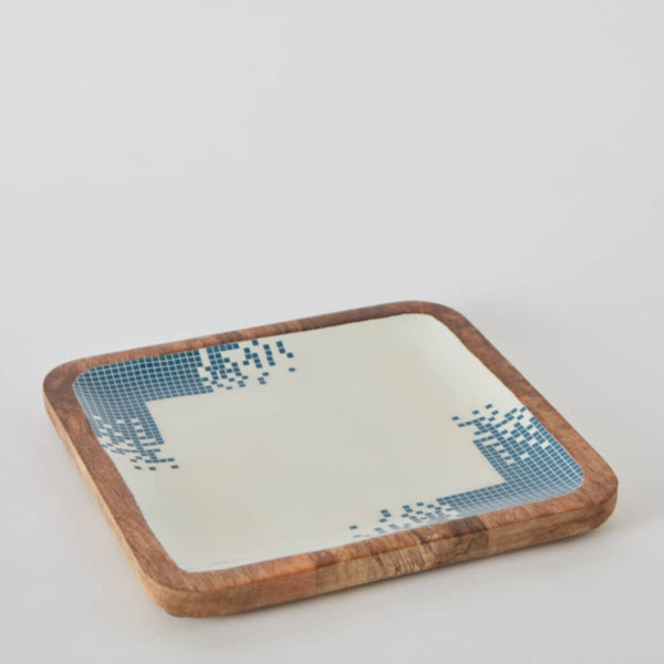 HOMEBOX | Artisan Enamelled Wooden Square Plate - 25 cm | 166090121