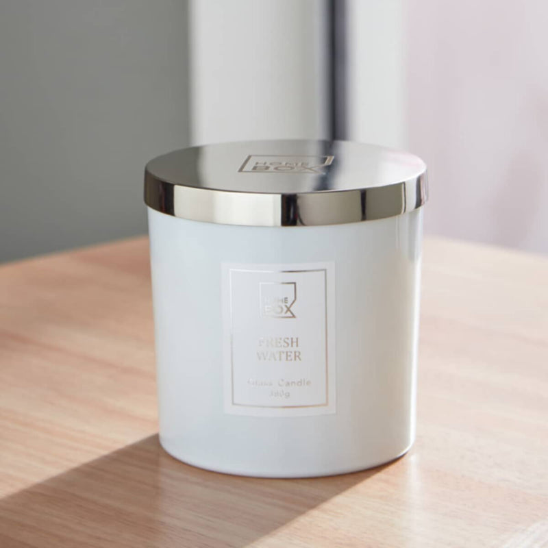 HOMEBOX | Abyad Fresh Water Scented Jar Candle with Lid - 380 gm | 166110508