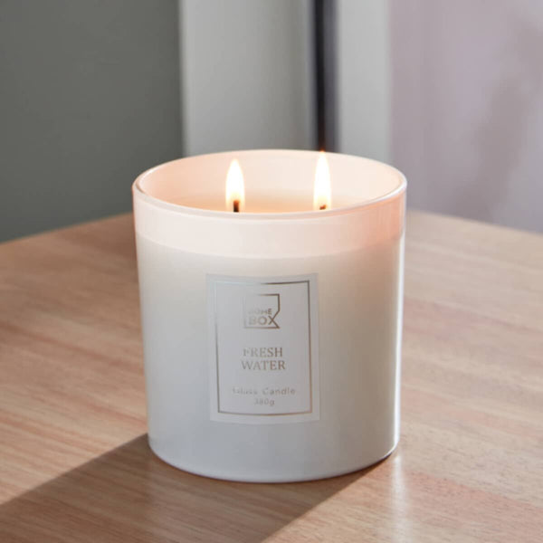 HOMEBOX | Abyad Fresh Water Scented Jar Candle with Lid - 380 gm | 166110508
