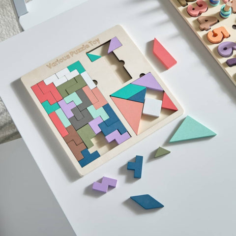 HOMEBOX | Playland 43-Piece Tangram Educational Toy Block Set - 25x25x1 cm | 166126678