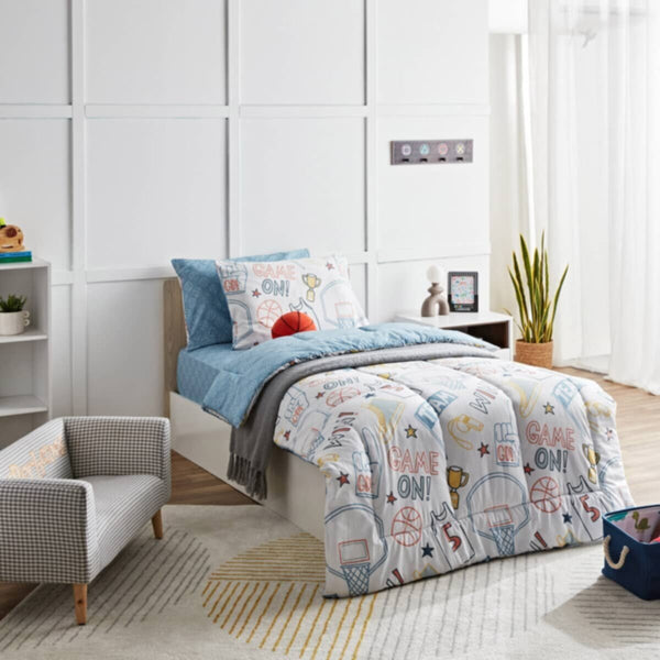 HOMEBOX | Arcade Its a goal Kapas Cotton Single Fitted Sheet - 90x200+25 cm | 166132709