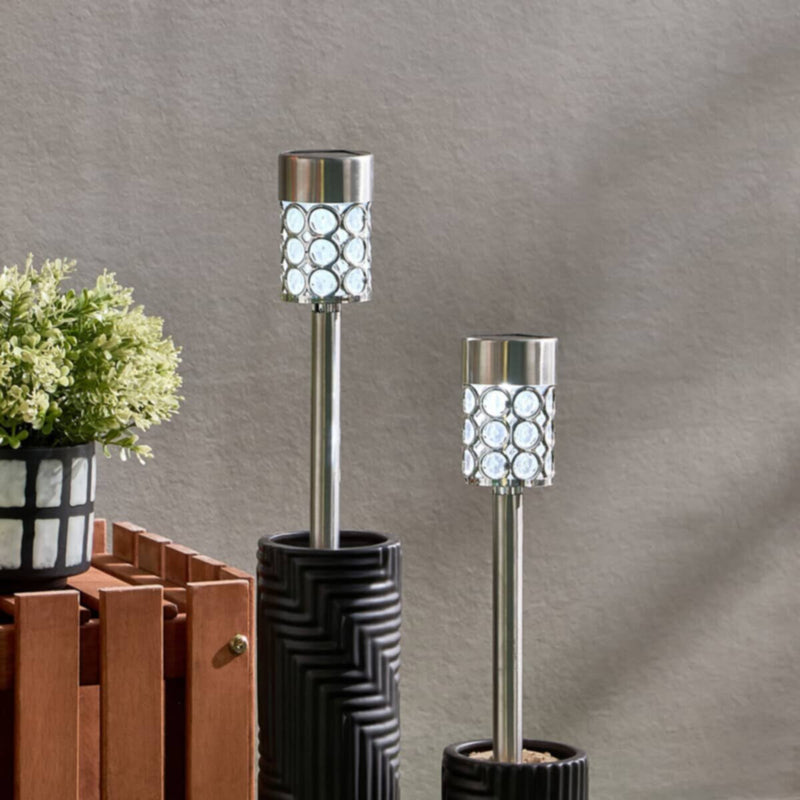 HOMEBOX | Lyn 2-Piece Solar Outdoor Spike LED Light - 36x8x8 cm | 166158753