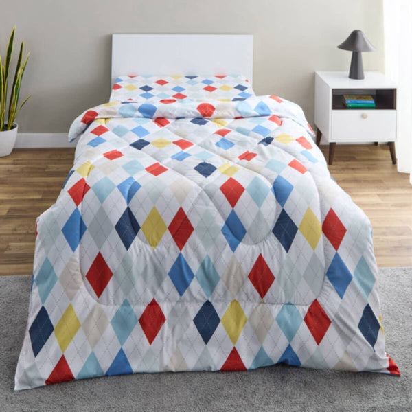 HOMEBOX | Nora Plaid Microfibre Single Reversible Comforter - 135x220 cm | 166263075