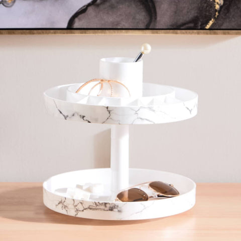 HOMEBOX | Marble 2-Tier Rotating Cosmetic Organiser | 166342038