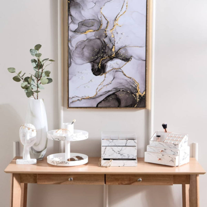 HOMEBOX | Marble 2-Tier Rotating Cosmetic Organiser | 166342038