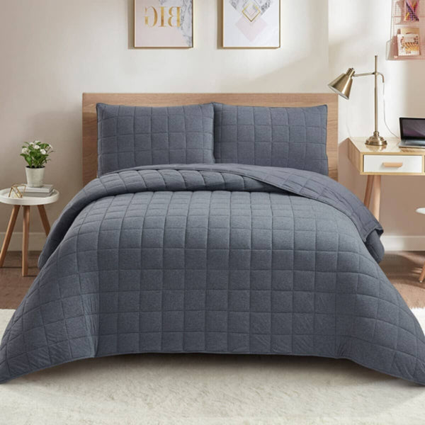 HOMEBOX | Knitnook Cotton Jersey 3-Piece King Summer Quilt Comforter Set - 220x240 cm | 166409233
