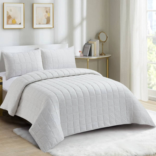 HOMEBOX | Knitnook Cotton Jersey 3-Piece King Summer Quilt Comforter Set - 220x240 cm | 166409235
