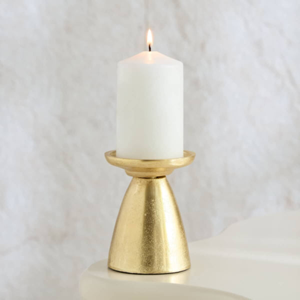 HOMEBOX | Rick Aluminium Pillar Candleholder - 8x8x9 cm | 166449236
