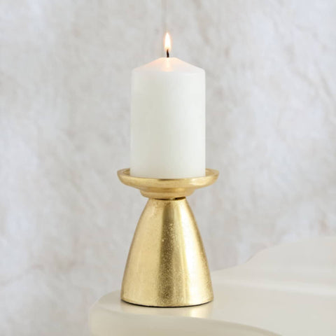 HOMEBOX | Rick Aluminium Pillar Candleholder - 8x8x9 cm | 166449236