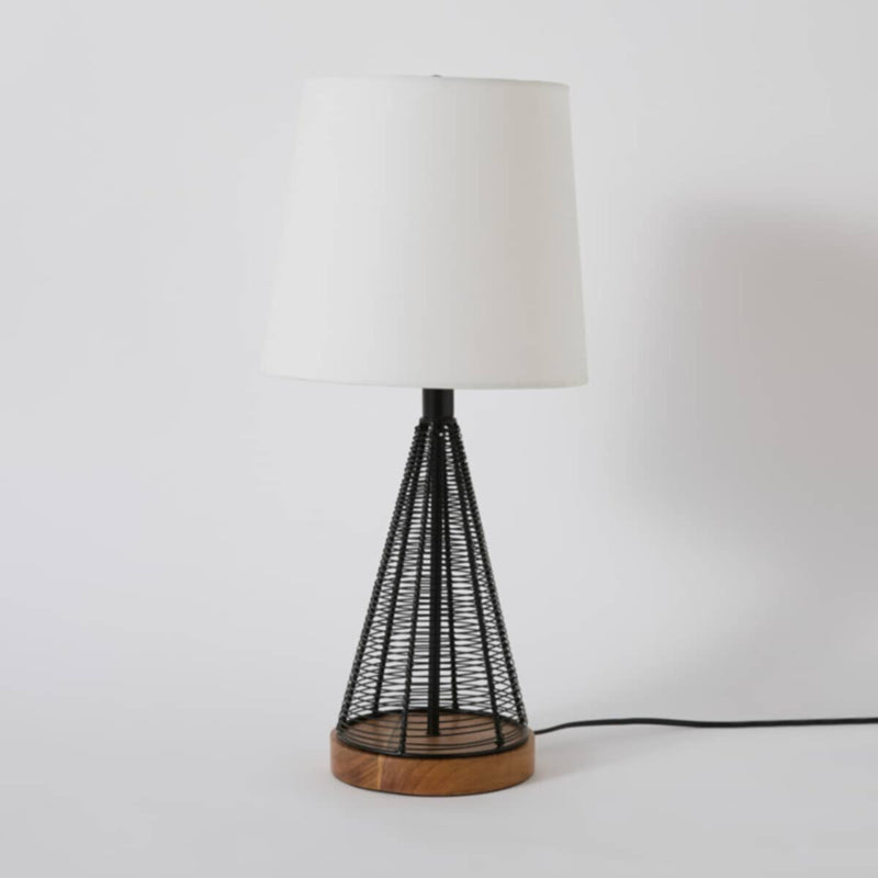 HOMEBOX | Aron Metal and Wooden Table Lamp with Fabric Shade - 26x53 cm | 166643580