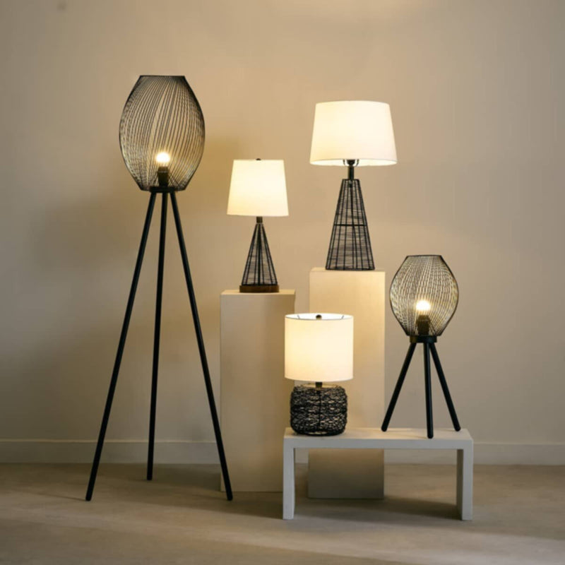 HOMEBOX | Aron Metal Wire Table Lamp with Fabric Shade - 26x47 cm | 166643581