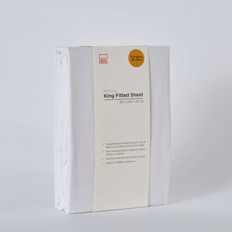 HOMEBOX | Bristol Polycotton King Fitted Sheet - 180x200+25 cm | 166699695